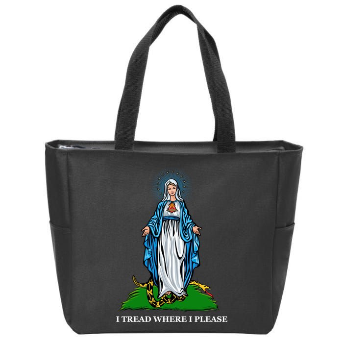 Funny Religious I Tread Where I Please Mary Versus Tread On Me Snake Zip Tote Bag