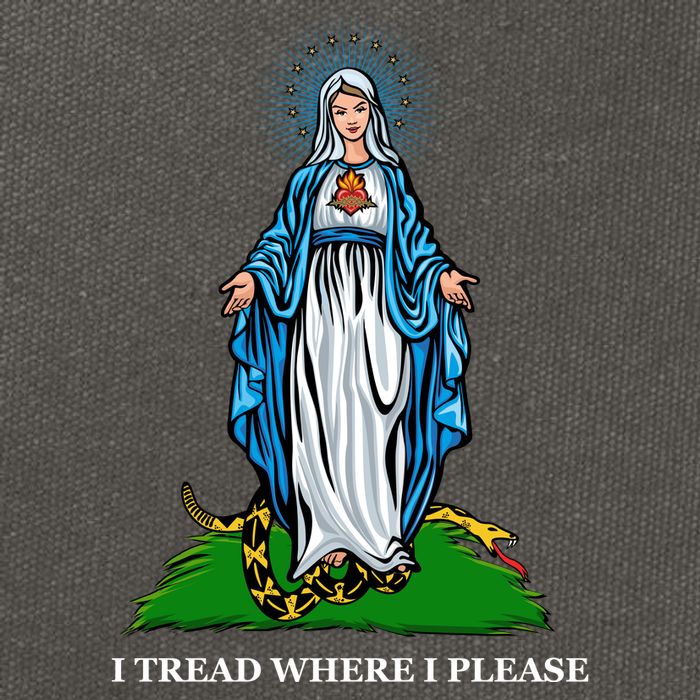 Funny Religious I Tread Where I Please Mary Versus Tread On Me Snake Cotton Canvas Backpack