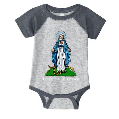 Funny Religious I Tread Where I Please Mary Versus Tread On Me Snake Infant Baby Jersey Bodysuit