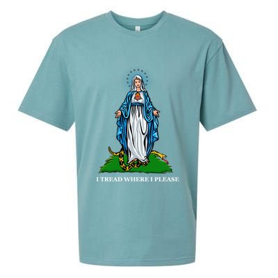 Funny Religious I Tread Where I Please Mary Versus Tread On Me Snake Sueded Cloud Jersey T-Shirt