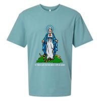 Funny Religious I Tread Where I Please Mary Versus Tread On Me Snake Sueded Cloud Jersey T-Shirt