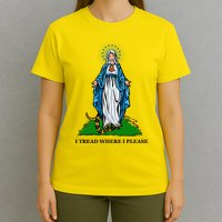 Funny Religious I Tread Where I Please Mary Versus Tread On Me Snake T-Shirt