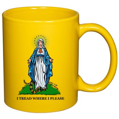 Funny Religious I Tread Where I Please Mary Versus Tread On Me Snake 11oz C Handle Ceramic Mug