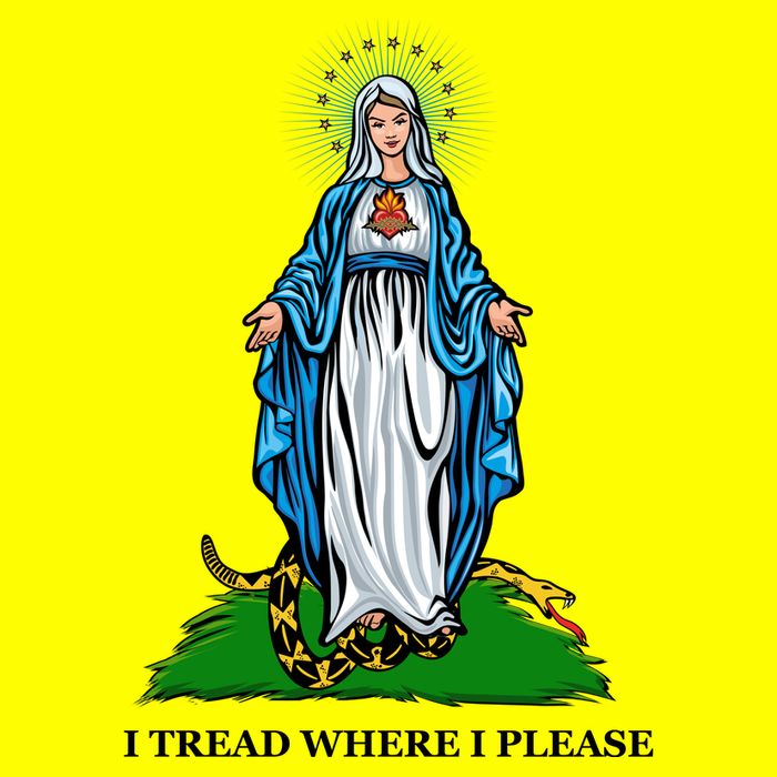Funny Religious I Tread Where I Please Mary Versus Tread On Me Snake Magnet