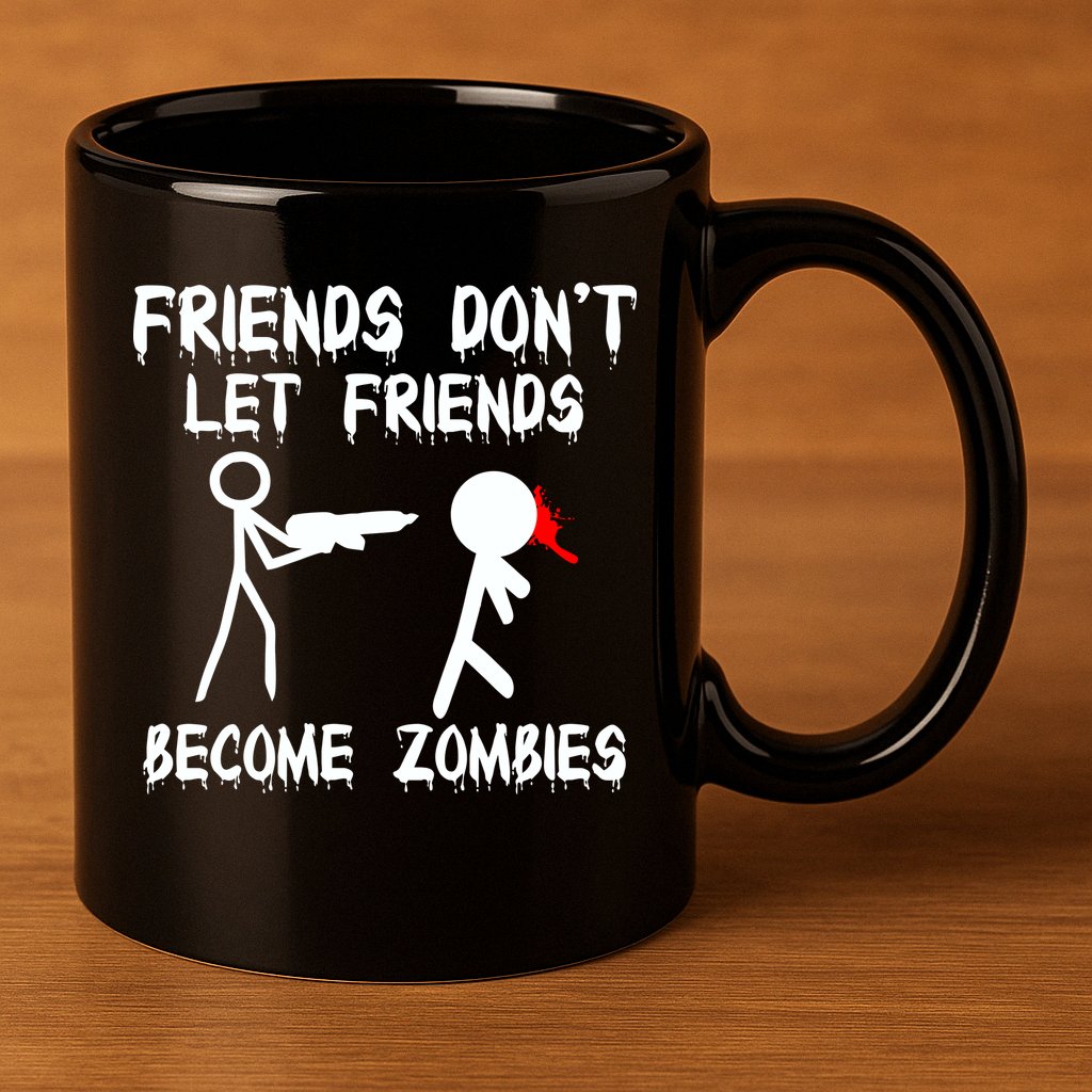 Friends Don't Let Friends Become Zombies 11oz C Handle Ceramic Mug