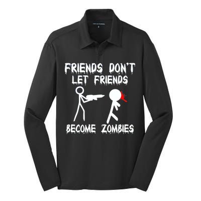 Friends Don't Let Friends Become Zombies Silk Touch Performance Long Sleeve Polo