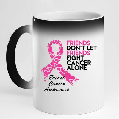 Friends Don't let Friends Fight Breast Cancer Alone 11oz Black Color Changing Mug