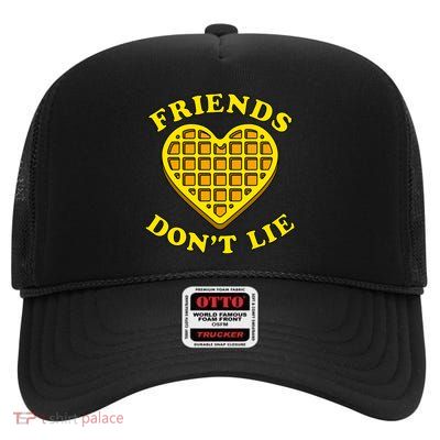 Friends Dont Lie Waffle Heart High Crown Mesh Back Trucker Hat