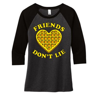 Friends Dont Lie Waffle Heart Women's Tri-Blend 3/4-Sleeve Raglan Shirt