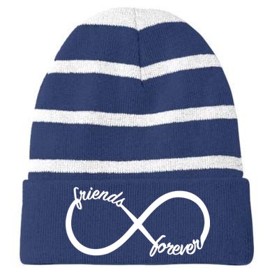 Friends Forever Infinity Symbol Striped Beanie with Solid Band