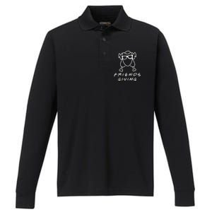 Friends Giving Funny Thanksgiving Performance Long Sleeve Polo