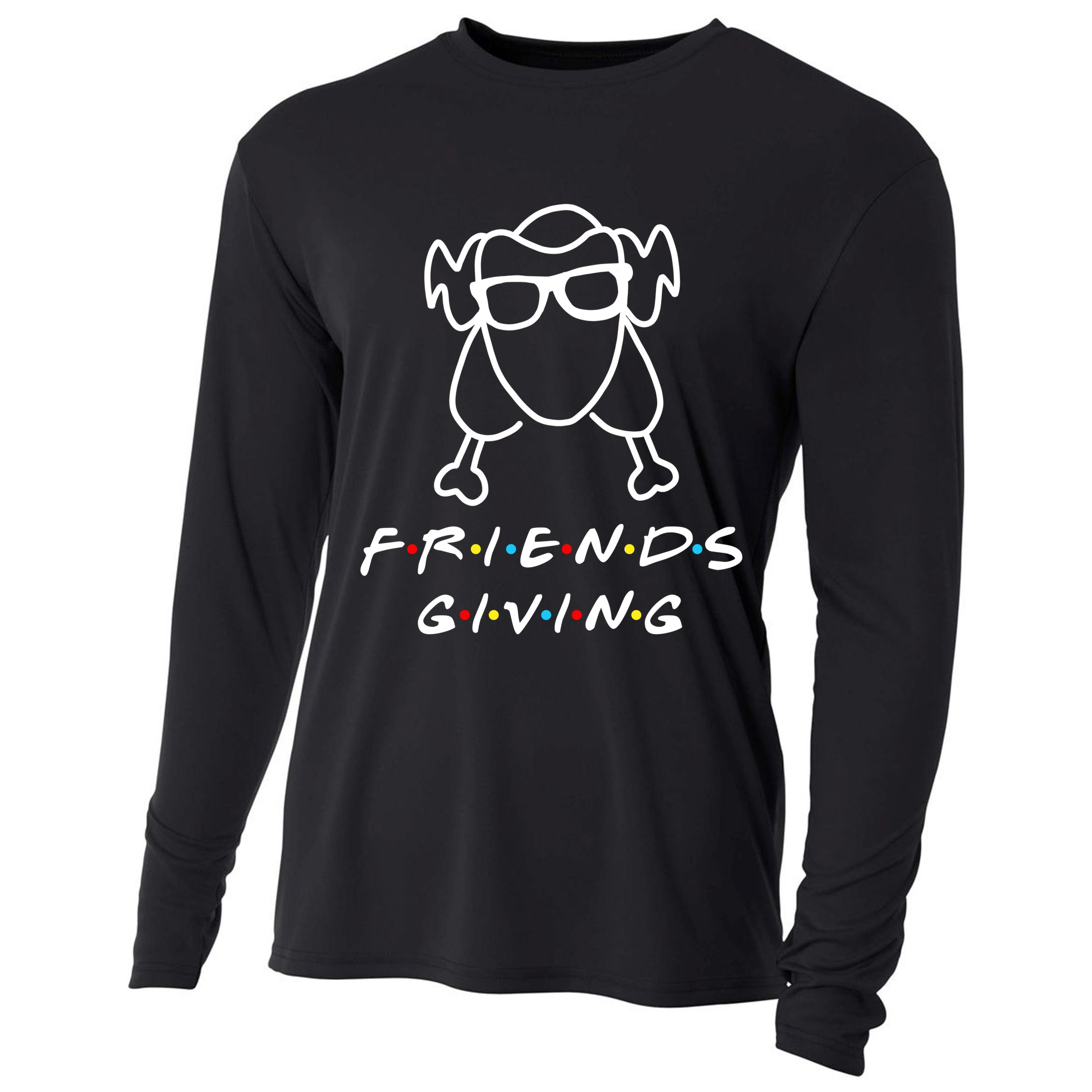 Friends Giving Funny Thanksgiving Cooling Performance Long Sleeve Crew