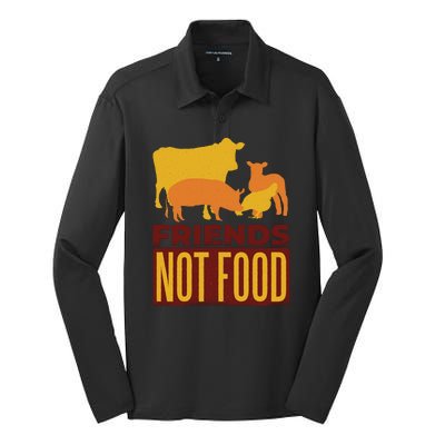 Friends Not Food Silk Touch Performance Long Sleeve Polo