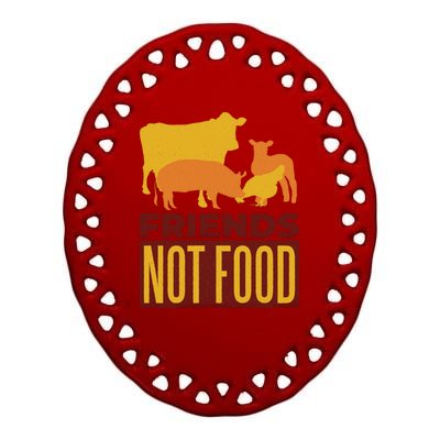 Friends Not Food Ceramic Oval Ornament