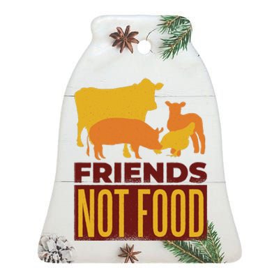 Friends Not Food Ceramic Bell Ornament