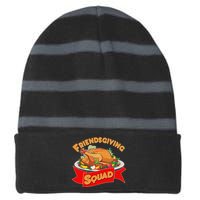 Friendsgiving Squad Funny Thanksgiving Striped Beanie with Solid Band