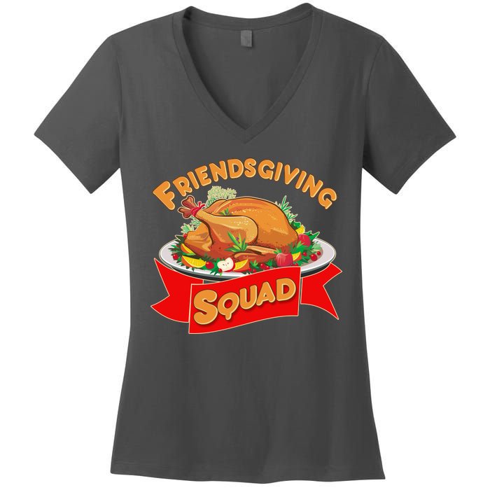 Friendsgiving Squad Funny Thanksgiving Women's V-Neck T-Shirt