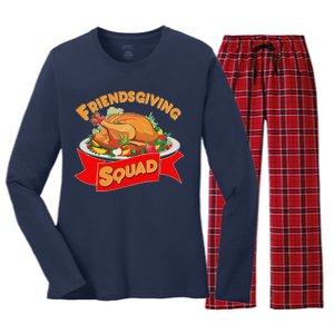 Friendsgiving Squad Funny Thanksgiving Women's Long Sleeve Flannel Pajama Set 