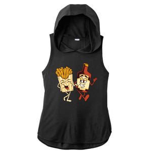 Fries And Ketchup Couple Ladies PosiCharge Tri-Blend Wicking Draft Hoodie Tank