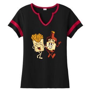 Fries And Ketchup Couple Ladies Halftime Notch Neck Tee