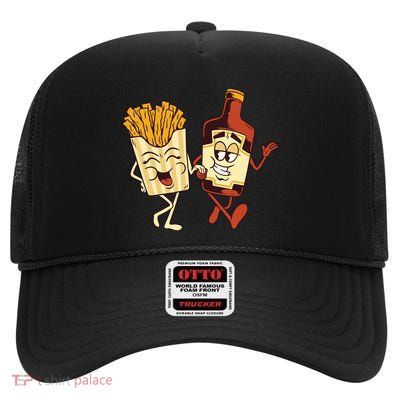 Fries And Ketchup Couple High Crown Mesh Back Trucker Hat