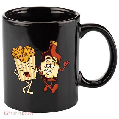 Fries And Ketchup Couple 11oz C Handle Ceramic Mug