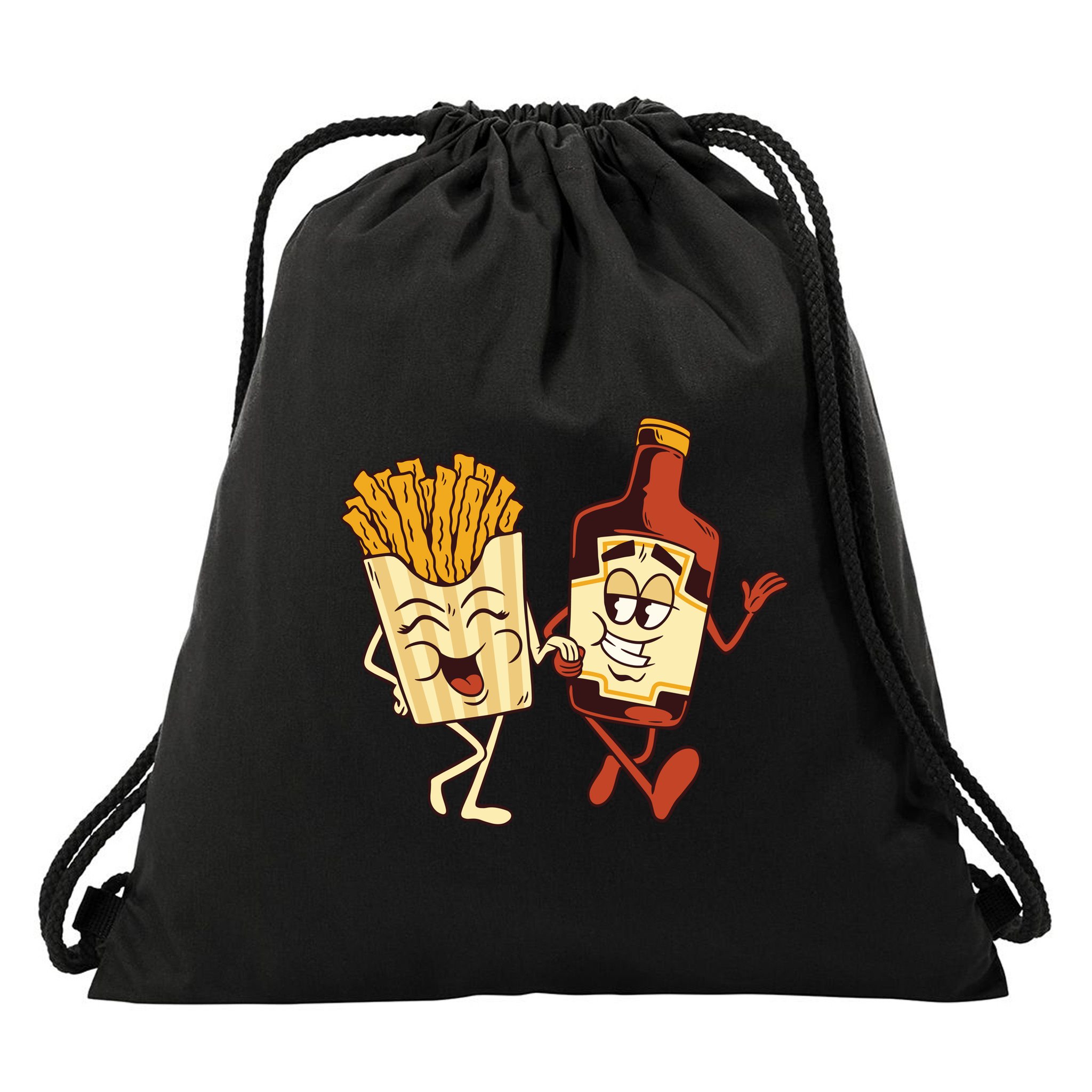 Fries And Ketchup Couple Drawstring Bag