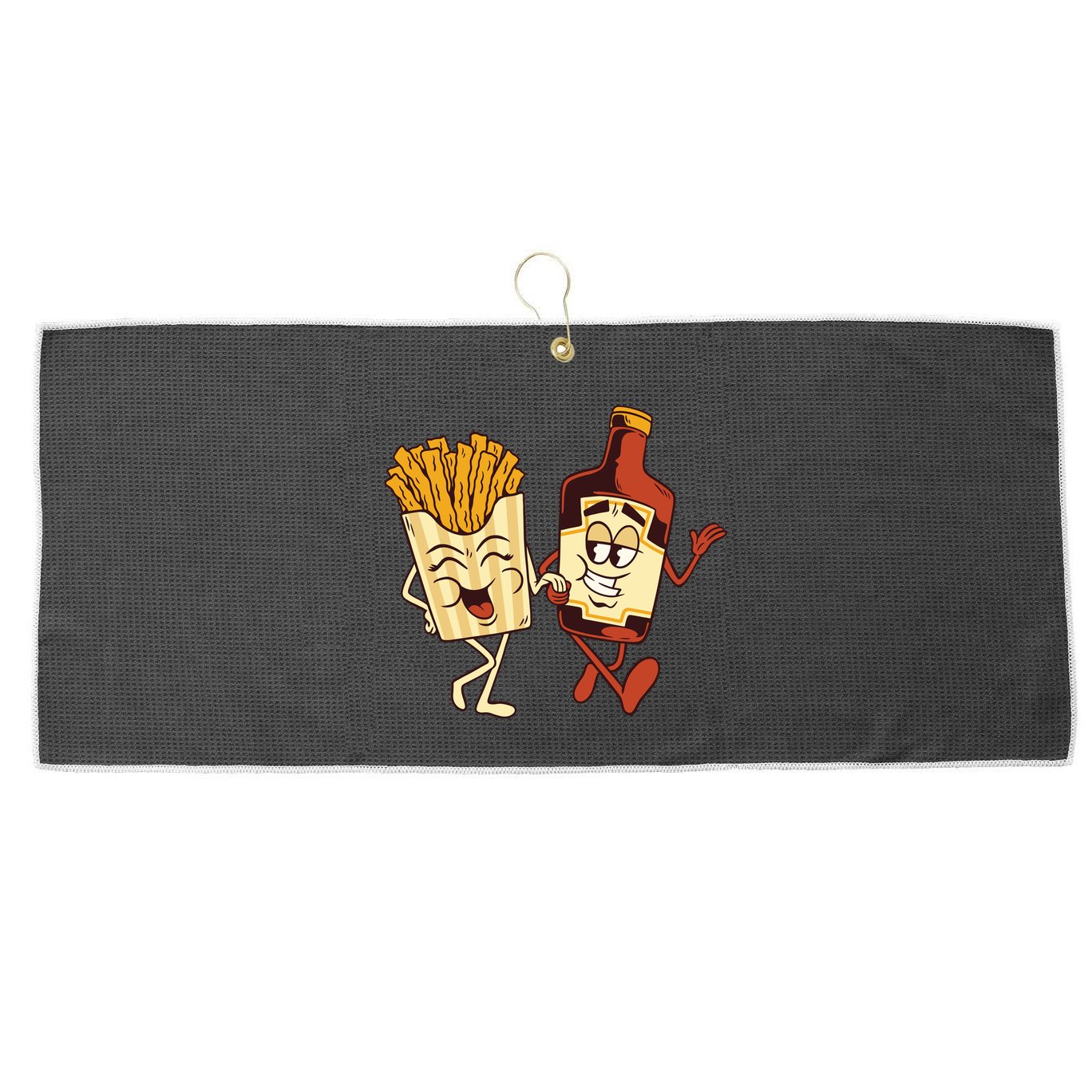 Fries And Ketchup Couple Large Microfiber Waffle Golf Towel