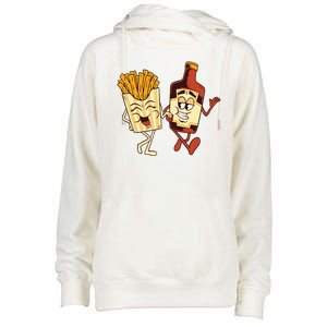 Fries And Ketchup Couple Womens Funnel Neck Pullover Hood