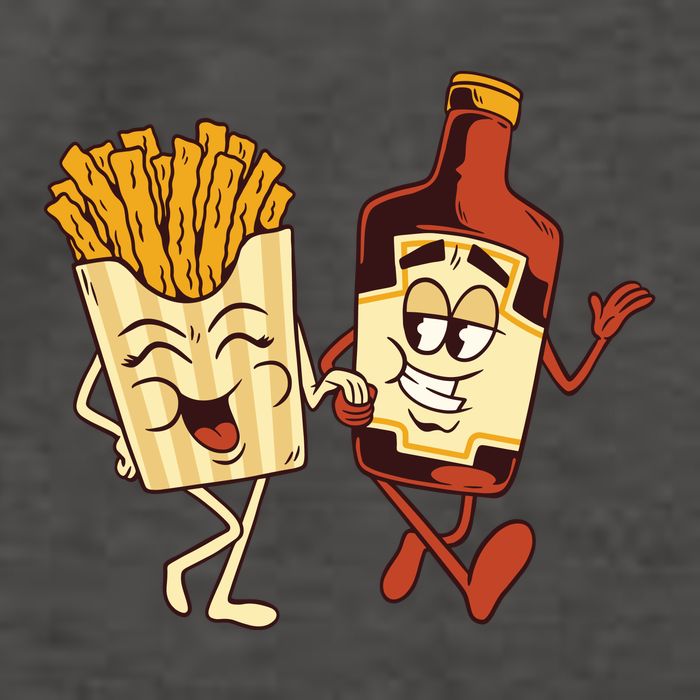 Fries And Ketchup Couple Vector Backpack