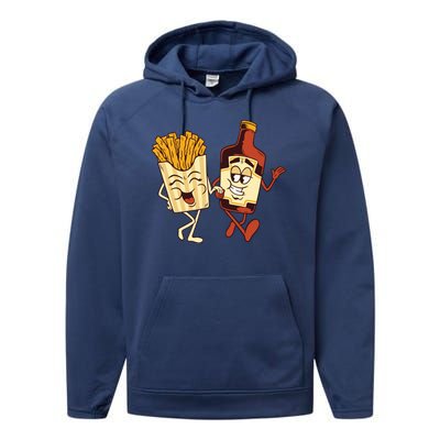 Fries And Ketchup Couple Performance Fleece Hoodie