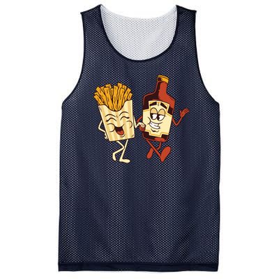 Fries And Ketchup Couple Mesh Reversible Basketball Jersey Tank