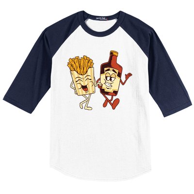 Fries And Ketchup Couple Baseball Sleeve Shirt