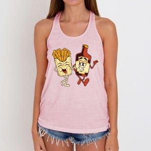 Fries And Ketchup Couple Women's Knotted Racerback Tank