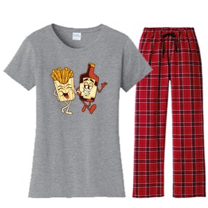 Fries And Ketchup Couple Women's Flannel Pajama Set