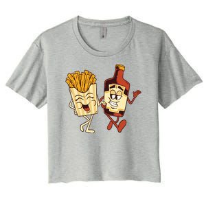 Fries And Ketchup Couple Women's Crop Top Tee