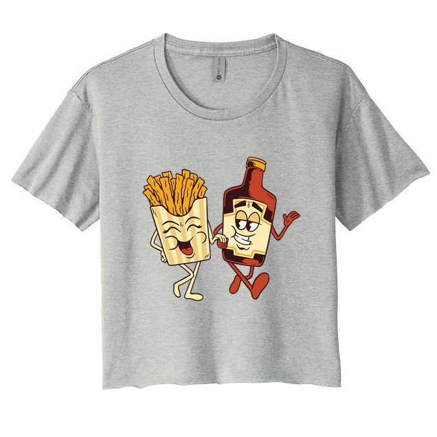 Fries And Ketchup Couple Crop Top
