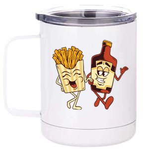 Fries And Ketchup Couple 12 oz Stainless Steel Tumbler Cup