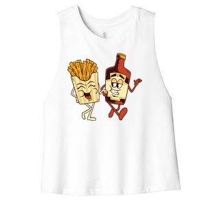 Fries And Ketchup Couple Women's Racerback Cropped Tank