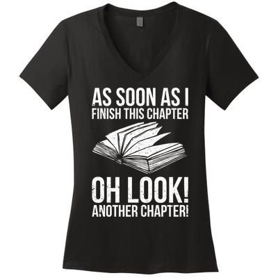 Funny Reading Just One More Chapter Book Lover Design Meaningful Gift Women's V-Neck T-Shirt