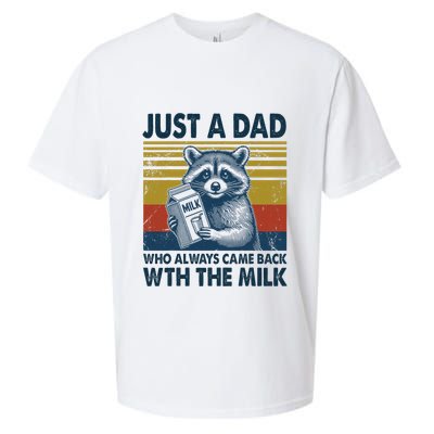 Funny Raccoon Just A Dad Who Always Came Back With The Milk Sueded Cloud Jersey T-Shirt