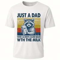 Funny Raccoon Just A Dad Who Always Came Back With The Milk Cooling Performance Crew T-Shirt