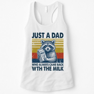 Funny Raccoon Just A Dad Who Always Came Back With The Milk Womens Tank Top