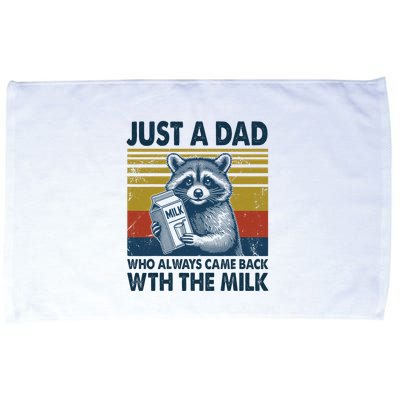 Funny Raccoon Just A Dad Who Always Came Back With The Milk Microfiber Hand Towel