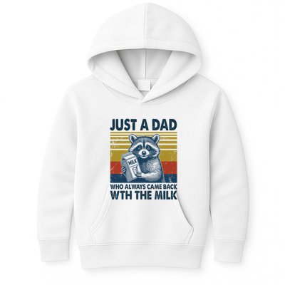 Funny Raccoon Just A Dad Who Always Came Back With The Milk Kids Hoodie