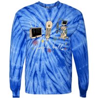 Funny Retro Jingle Bells Sonography Ultrasound Christmas Cool Gift Tie-Dye Long Sleeve Shirt