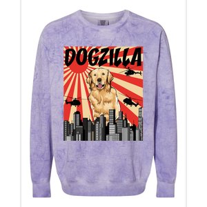 Funny Retro Japanese Dogzilla Golden Retriever Colorblast Crewneck Sweatshirt