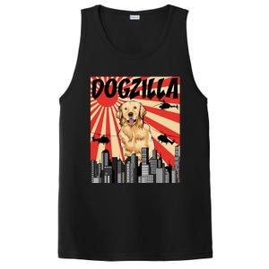 Funny Retro Japanese Dogzilla Golden Retriever PosiCharge Competitor Tank