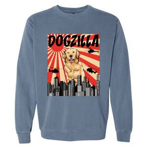 Funny Retro Japanese Dogzilla Golden Retriever Garment-Dyed Sweatshirt