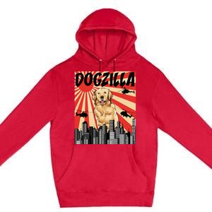 Funny Retro Japanese Dogzilla Golden Retriever Premium Pullover Hoodie